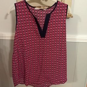 Pink & Navy Sleeveless Blouse